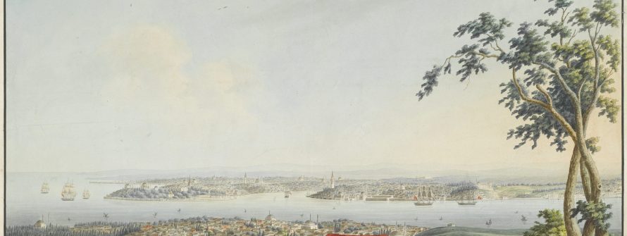 View of Istanbul _ the Bosphorus from the Asian hills anon, watercolour 19th century