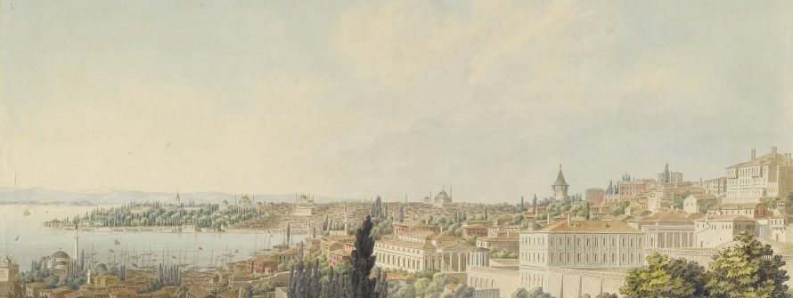 View of Pera _ Tophane and the Seraglio Point beyond anon, watercolour 19th century