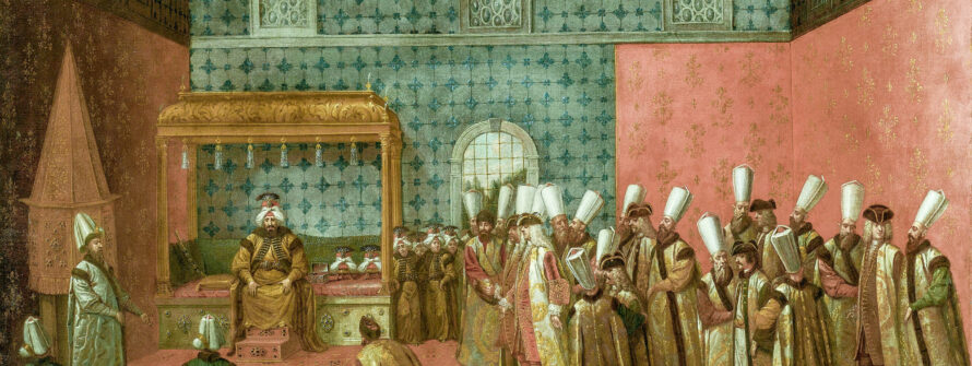 Sultan III. Ahmet 1727 senesinde Hollanda elçisi Cornelis Calkoen_i kabul ediyor._Rijks Muzesi