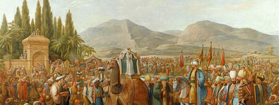 The Arrival of the Mahmal at an Oasis en route to Mecca _Sürre Alayının bir vahaya gelişi_ Georg Emanuel Opiz oil on canvas, 1805-1825